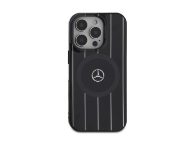 Capa MagSafe Mercedes MB Double Layer com Linhas Cruzadas para iPhone 16 Pro - Preta