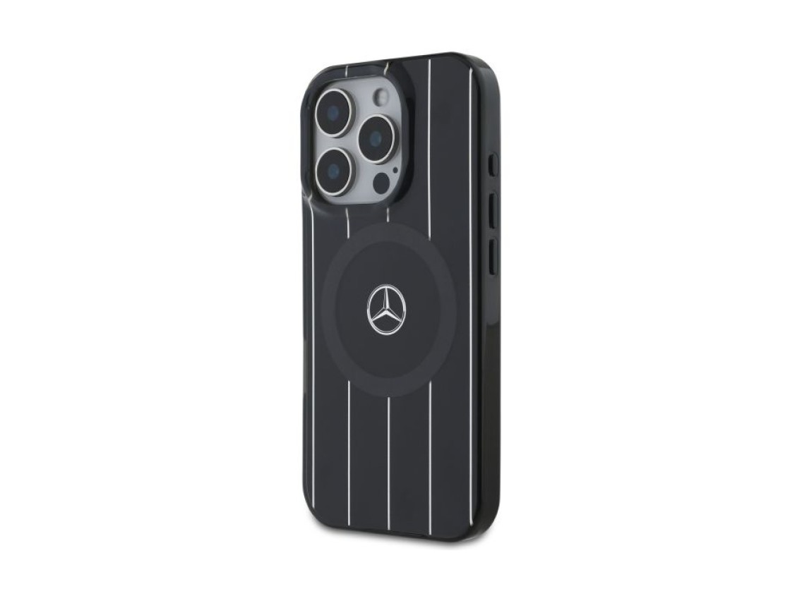 Mercedes MB Double Layer Crossed Lines MagSafe iPhone 16 Pro Case - Black