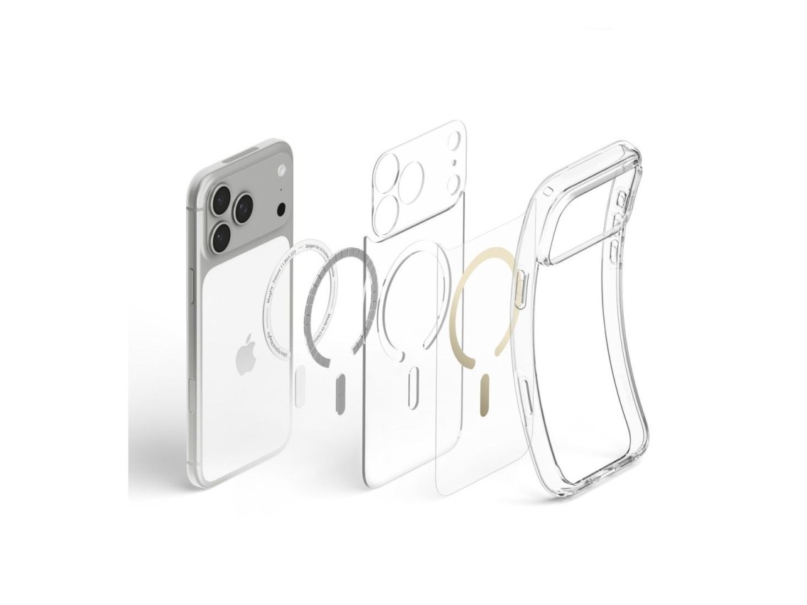 Capa Spigen Ultra Hybrid Mag MagSafe para iPhone 18 Pro/17 Pro - Dourado Transparente