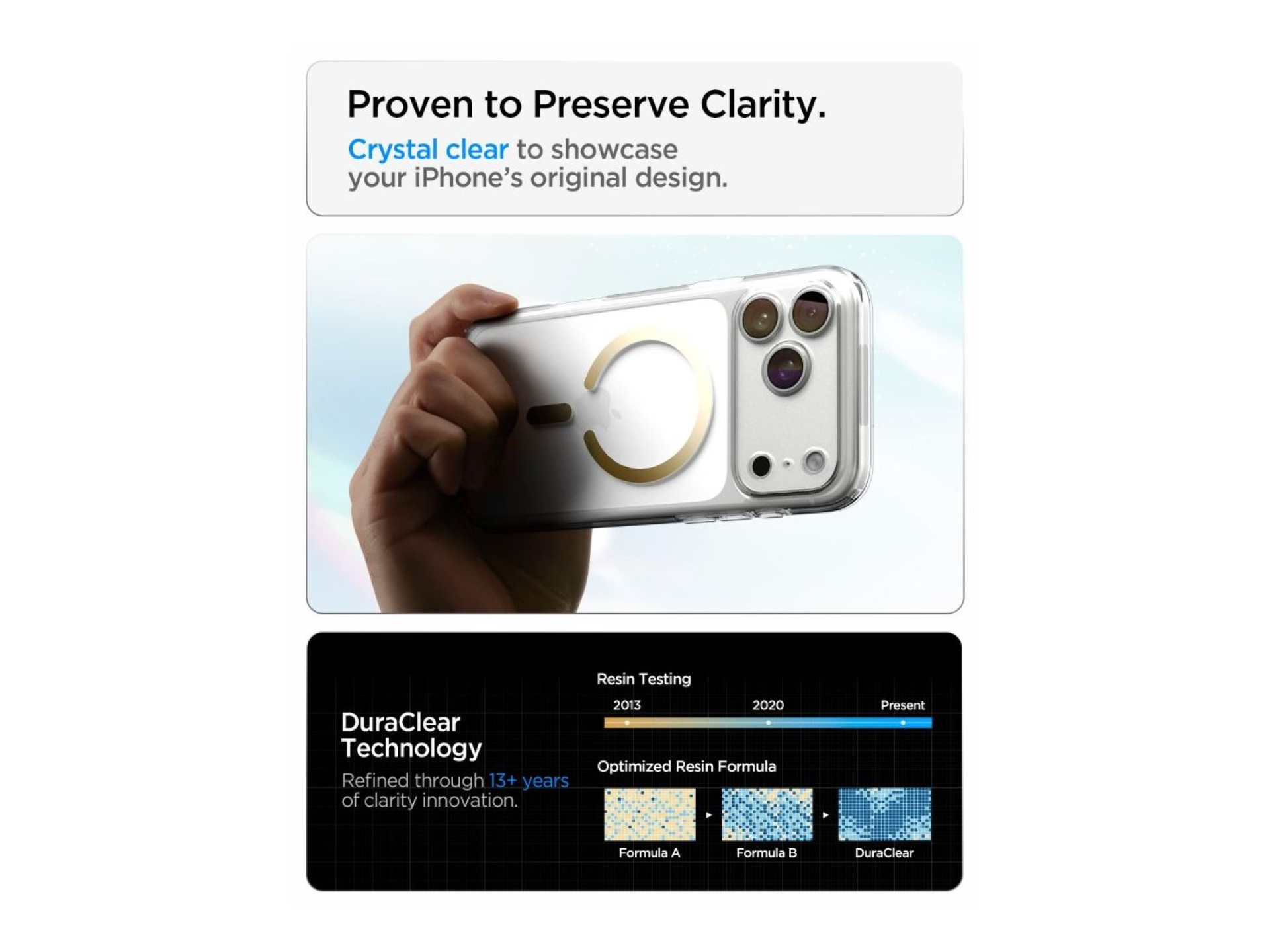 Capa Spigen Ultra Hybrid Mag MagSafe para iPhone 18 Pro/17 Pro - Dourado Transparente
