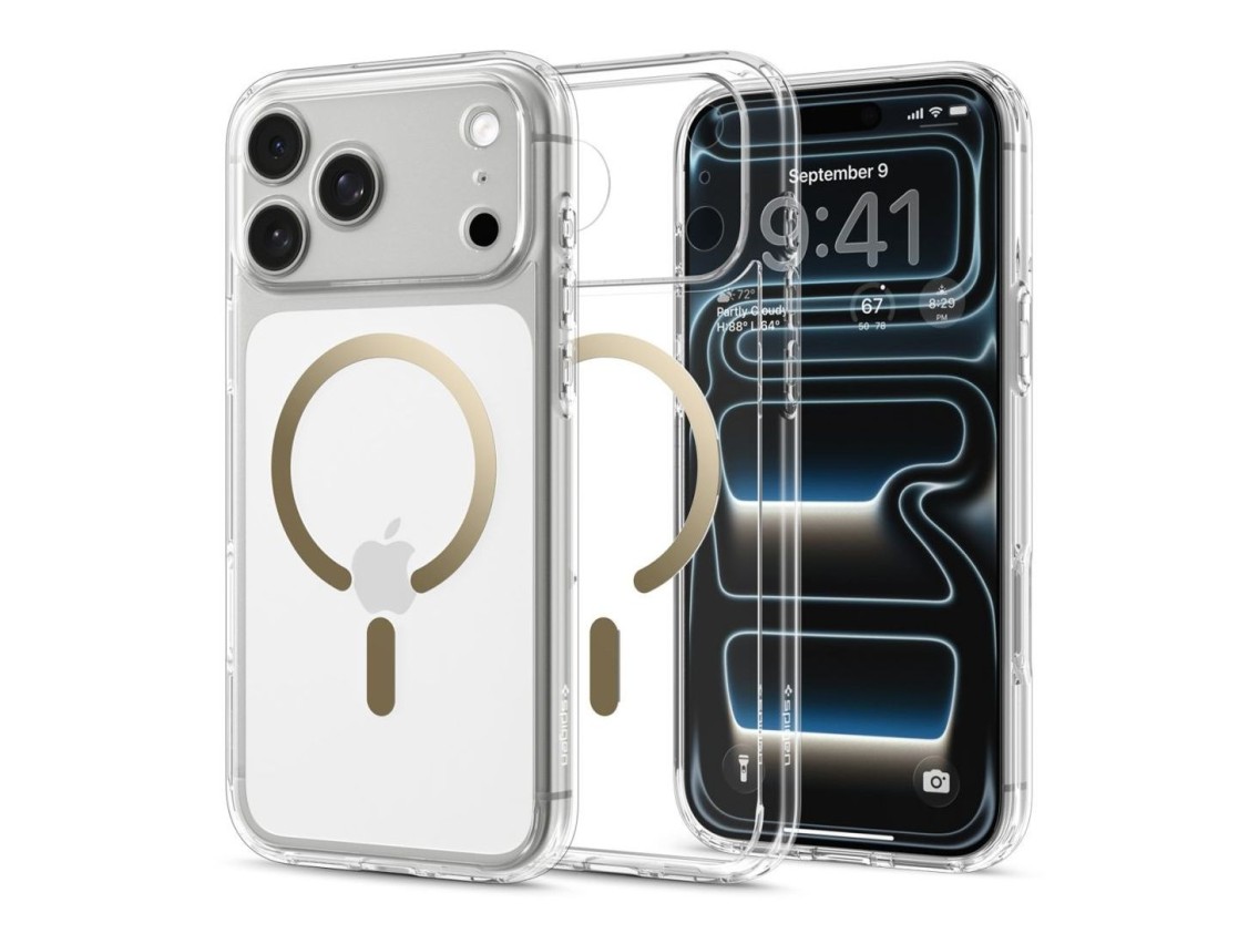 Capa Spigen Ultra Hybrid Mag MagSafe para iPhone 18 Pro/17 Pro - Dourado Transparente