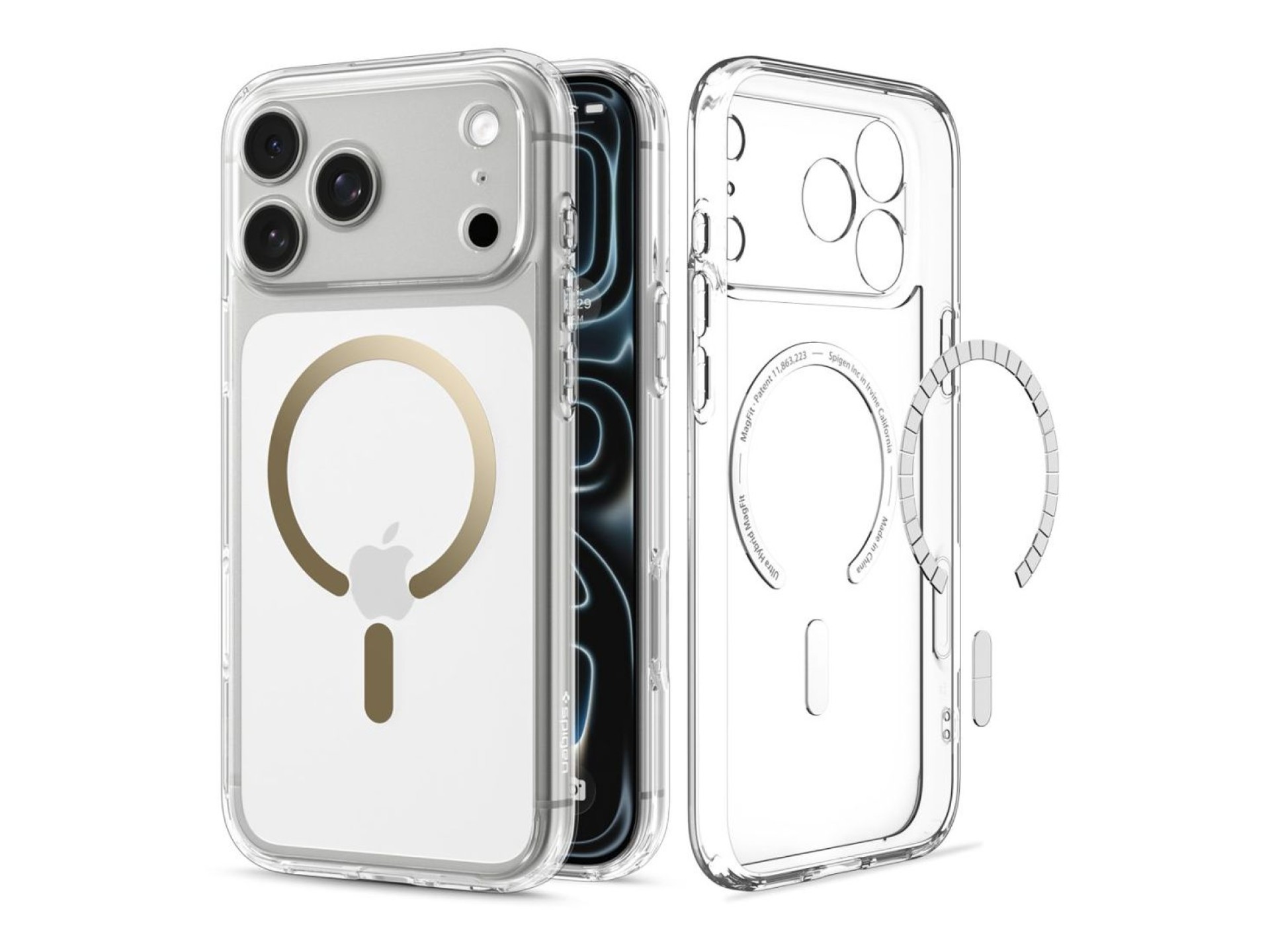 Capa Spigen Ultra Hybrid Mag MagSafe para iPhone 18 Pro/17 Pro - Dourado Transparente