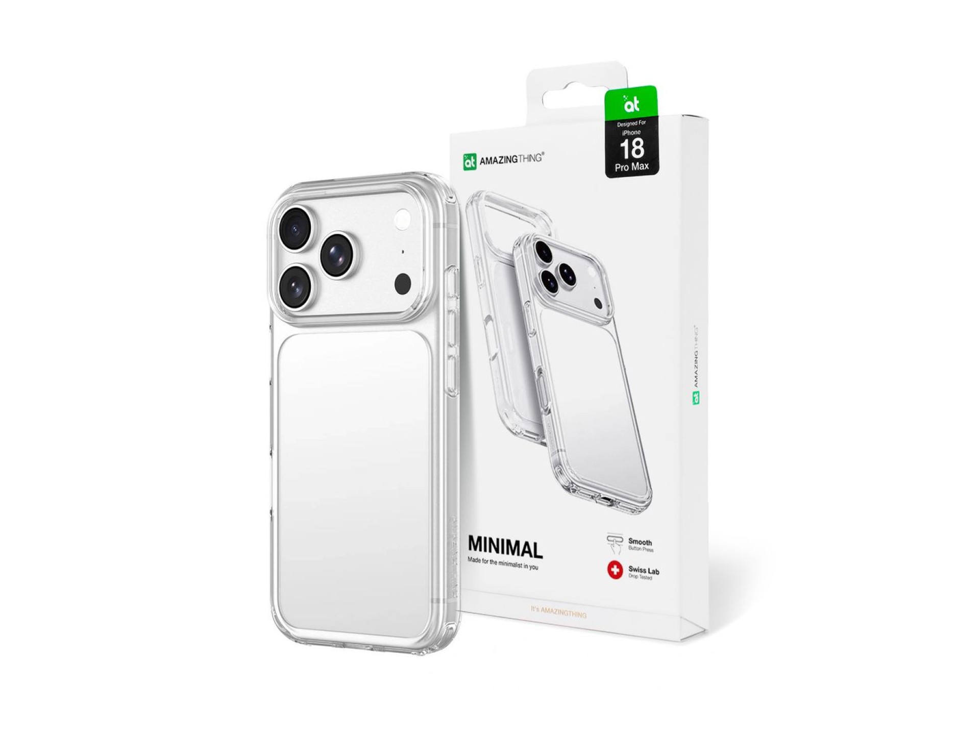 Capa AmazingThing Minimal à Prova de Quedas com 3 Lentes para iPhone 18 Pro Max - Transparente