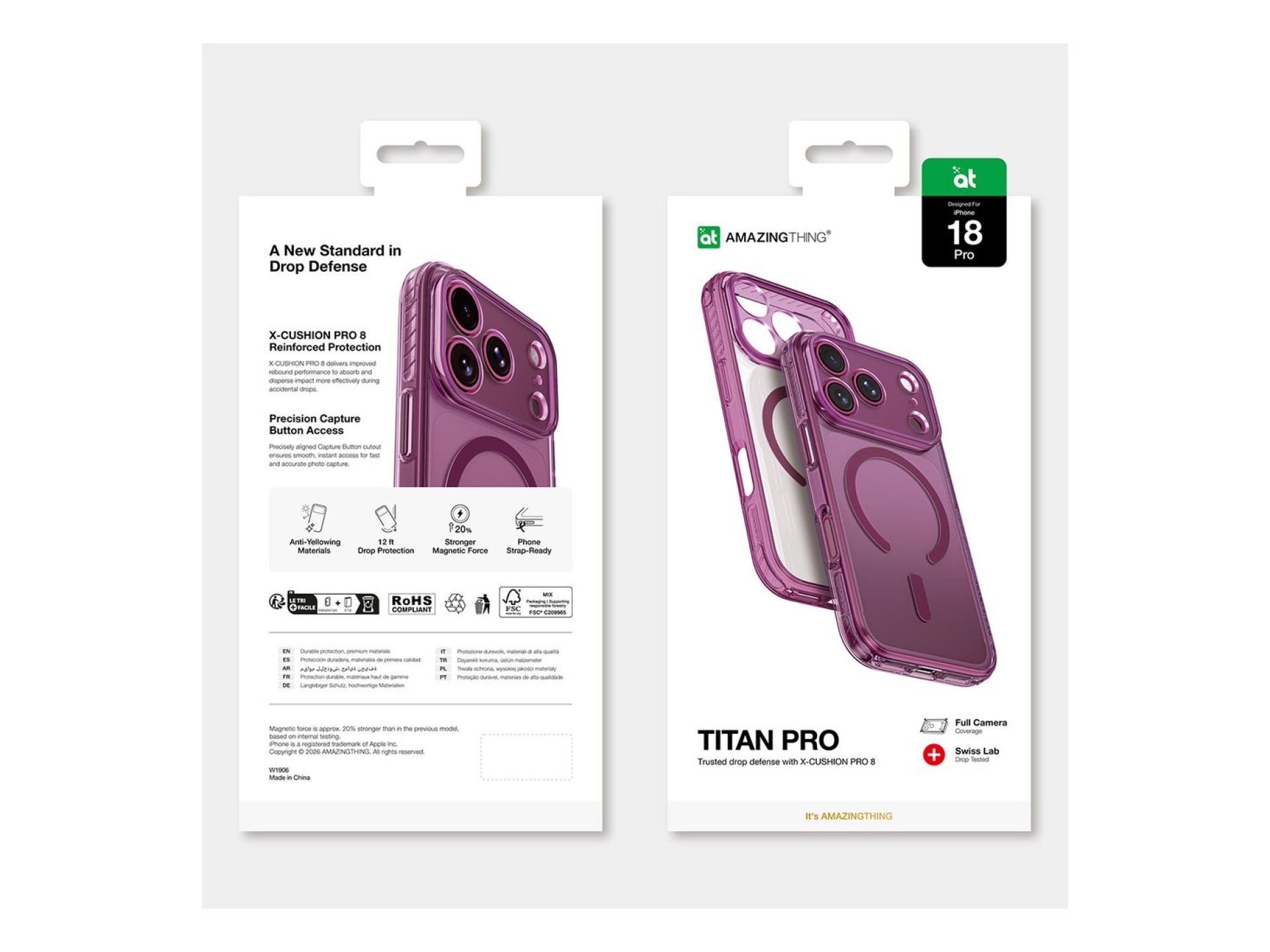 Funda AmazingThing Titan Pro para iPhone 18 Pro con cubierta para cámara y soporte para cordón, comp