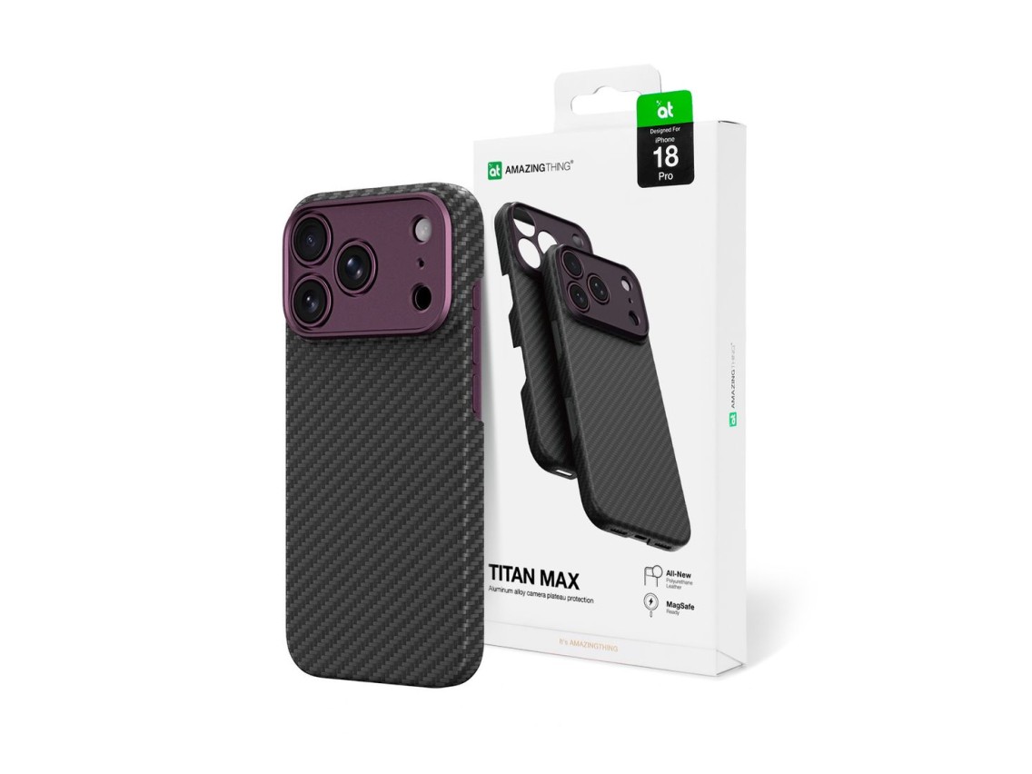 Funda AmazingThing Titan Max para iPhone 18 Pro de fibra de aramida con cubierta para la cámara, com