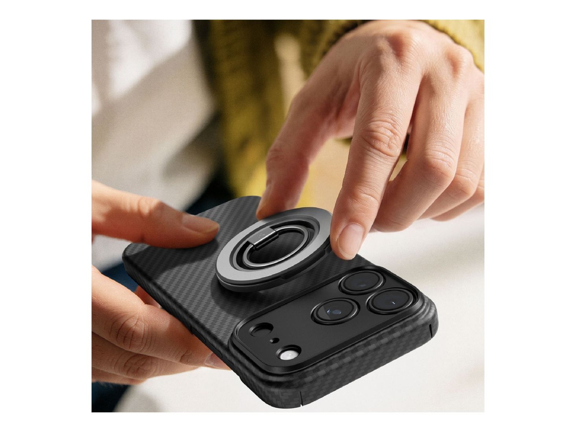 Funda AmazingThing Titan Max para iPhone 18 Pro de fibra de aramida con cubierta para la cámara, com