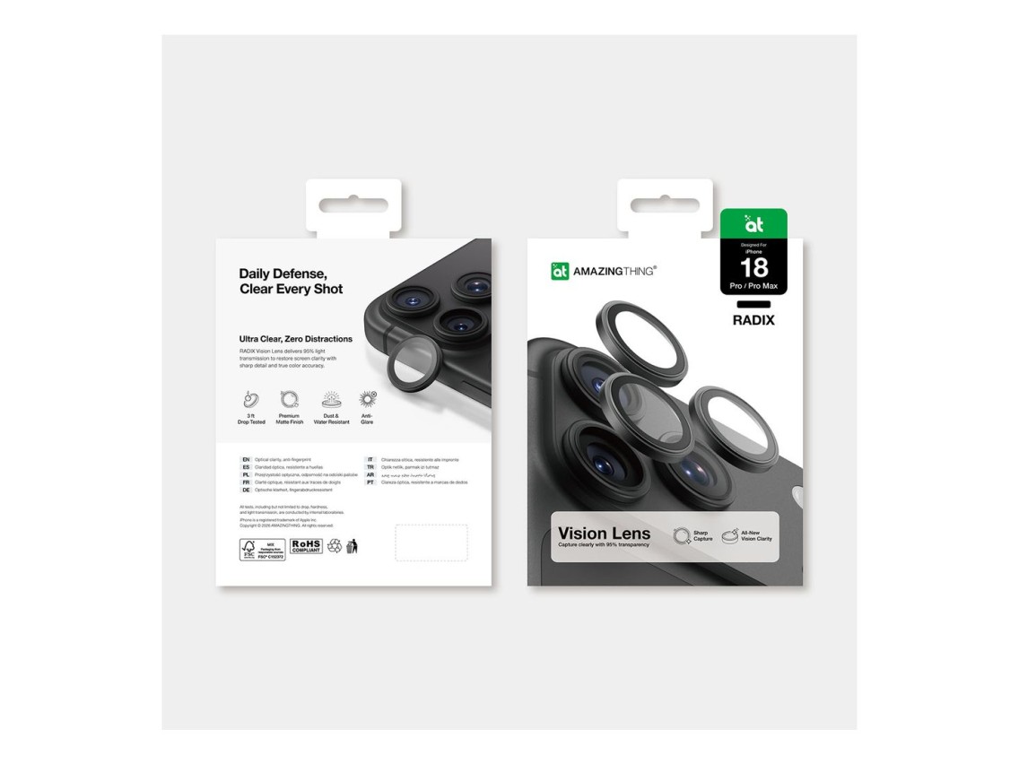 Protetor de Lentes de Câmara AmazingThing Radix Vision para iPhone 18 Pro/18 Pro Max - Preto