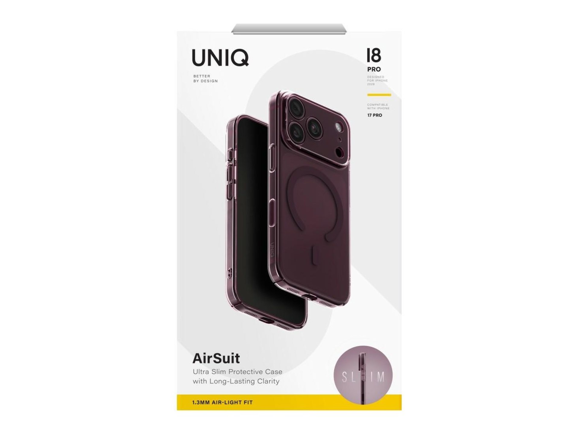 Capa de carregamento Uniq Airsuit Magclick para iPhone 18 Pro/17 Pro - bordeaux