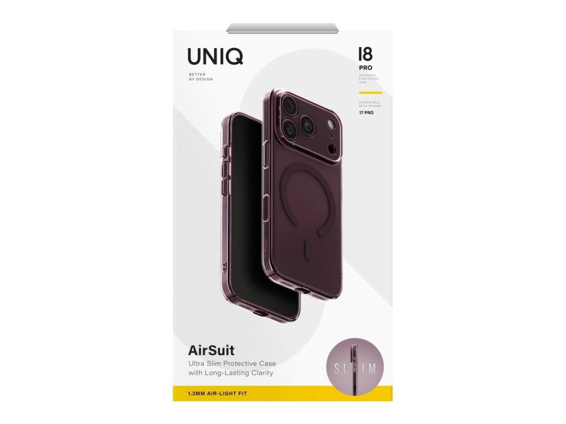 Capa de carregamento Uniq Airsuit Magclick para iPhone 18 Pro/17 Pro - bordeaux