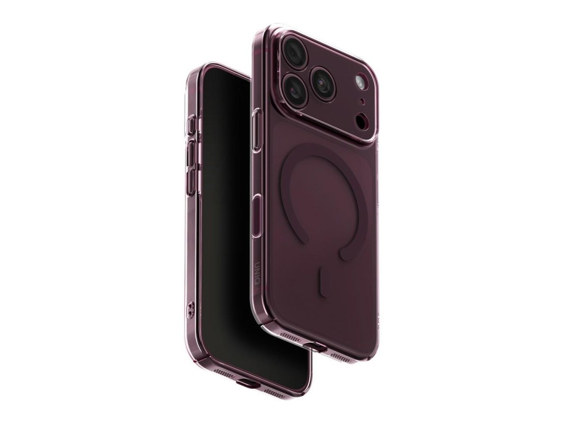 Capa de carregamento Uniq Airsuit Magclick para iPhone 18 Pro/17 Pro - bordeaux