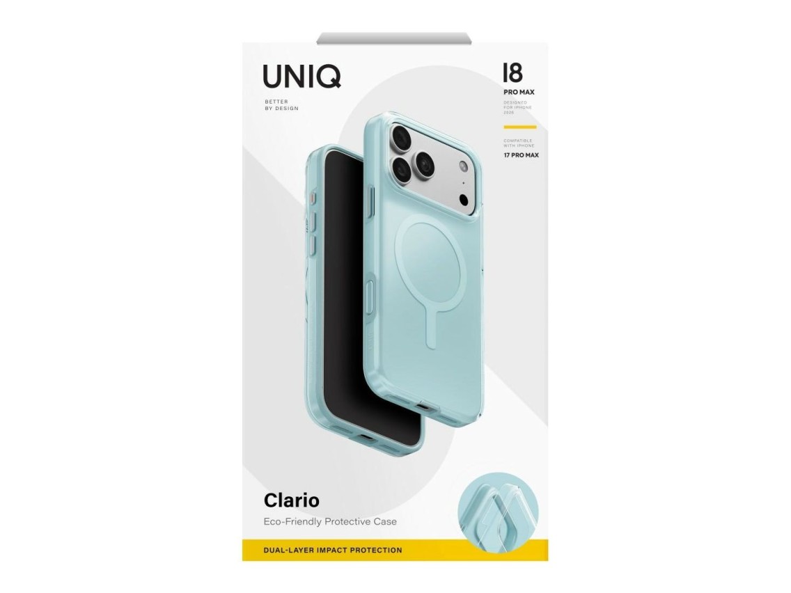 Capa ecológica Uniq Clario Magclick Charging para iPhone 18 Pro Max/17 Pro Max - cor menta