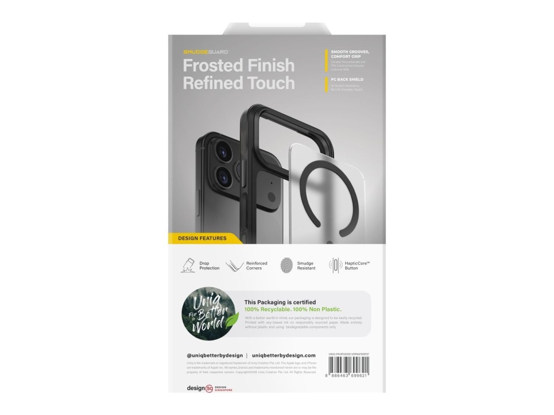 Funda de carga Uniq Veren Magclick para iPhone 18 Pro Max / 17 Pro Max - Negra