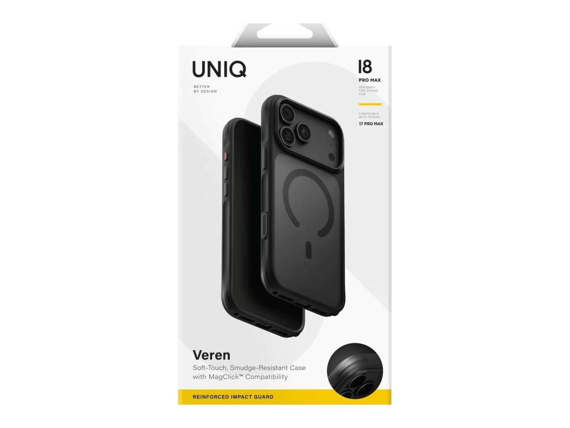 Funda de carga Uniq Veren Magclick para iPhone 18 Pro Max / 17 Pro Max - Negra