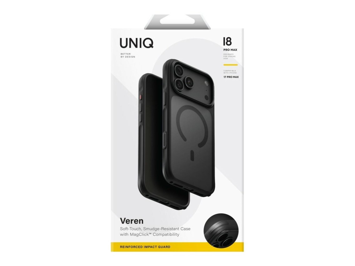 Funda de carga Uniq Veren Magclick para iPhone 18 Pro Max / 17 Pro Max - Negra
