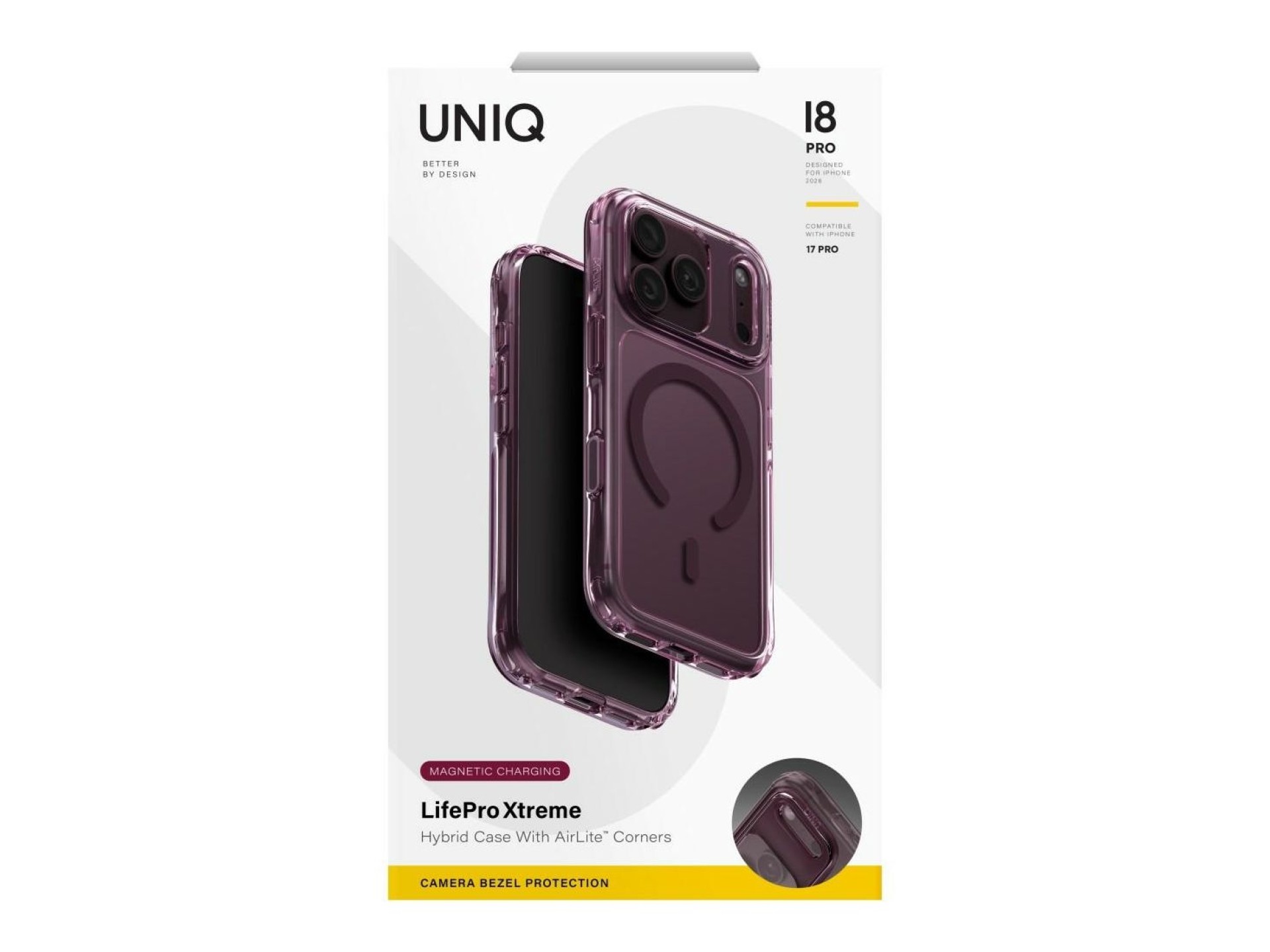 Uniq LifePro Xtreme Magclick Charging Case for iPhone 18 Pro / 17 Pro - Transparent Burgundy
