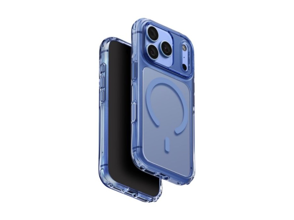 Capa de carregamento Uniq LifePro Xtreme Magclick para iPhone 18 Pro/17 Pro - Azul Transparente