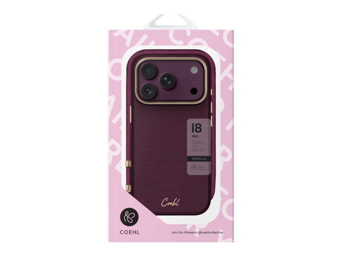 Funda de carga magnética Uniq Coehl Mirelle para iPhone 18 Pro / 17 Pro - Granate