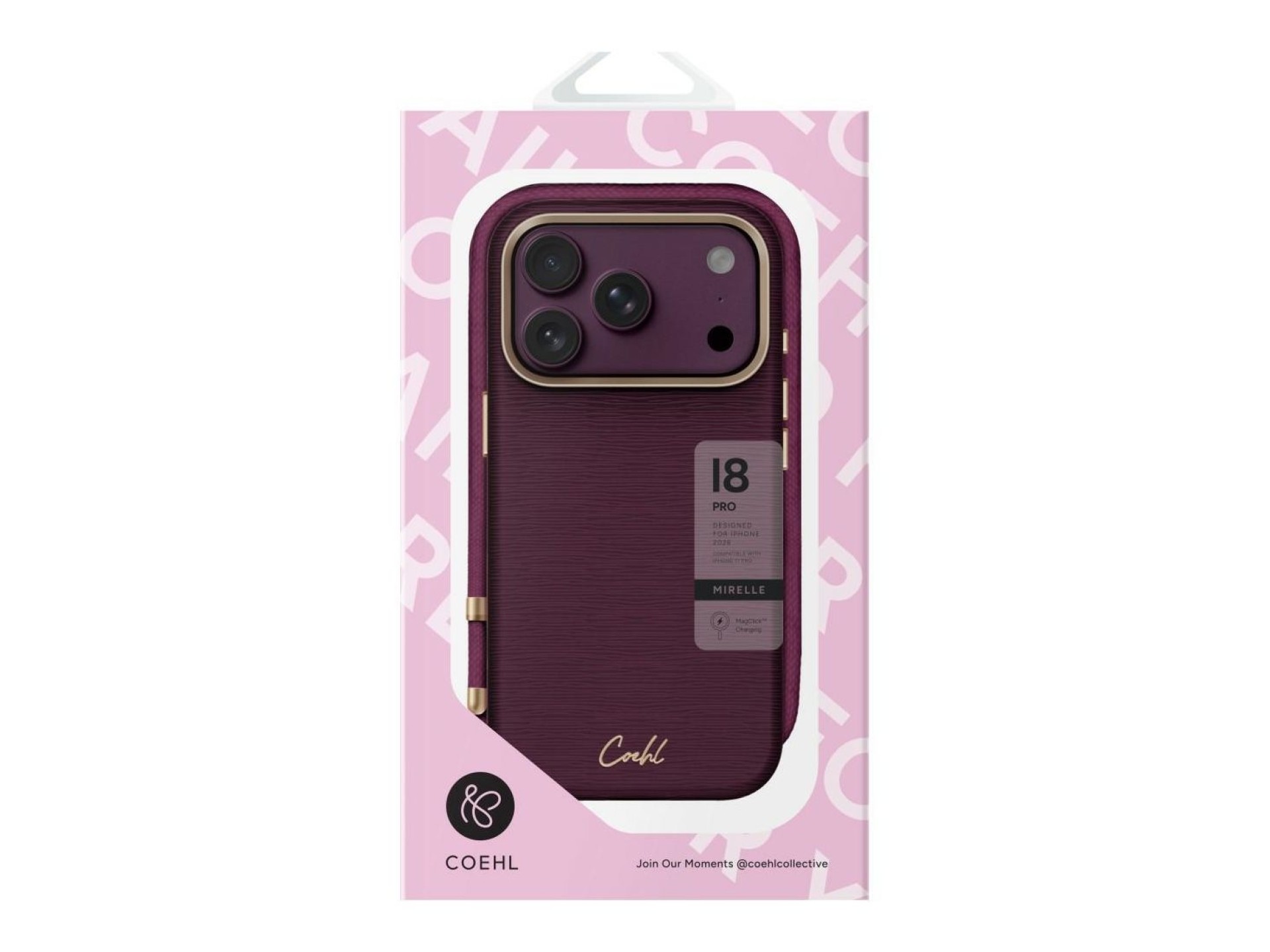 Funda de carga magnética Uniq Coehl Mirelle para iPhone 18 Pro / 17 Pro - Granate