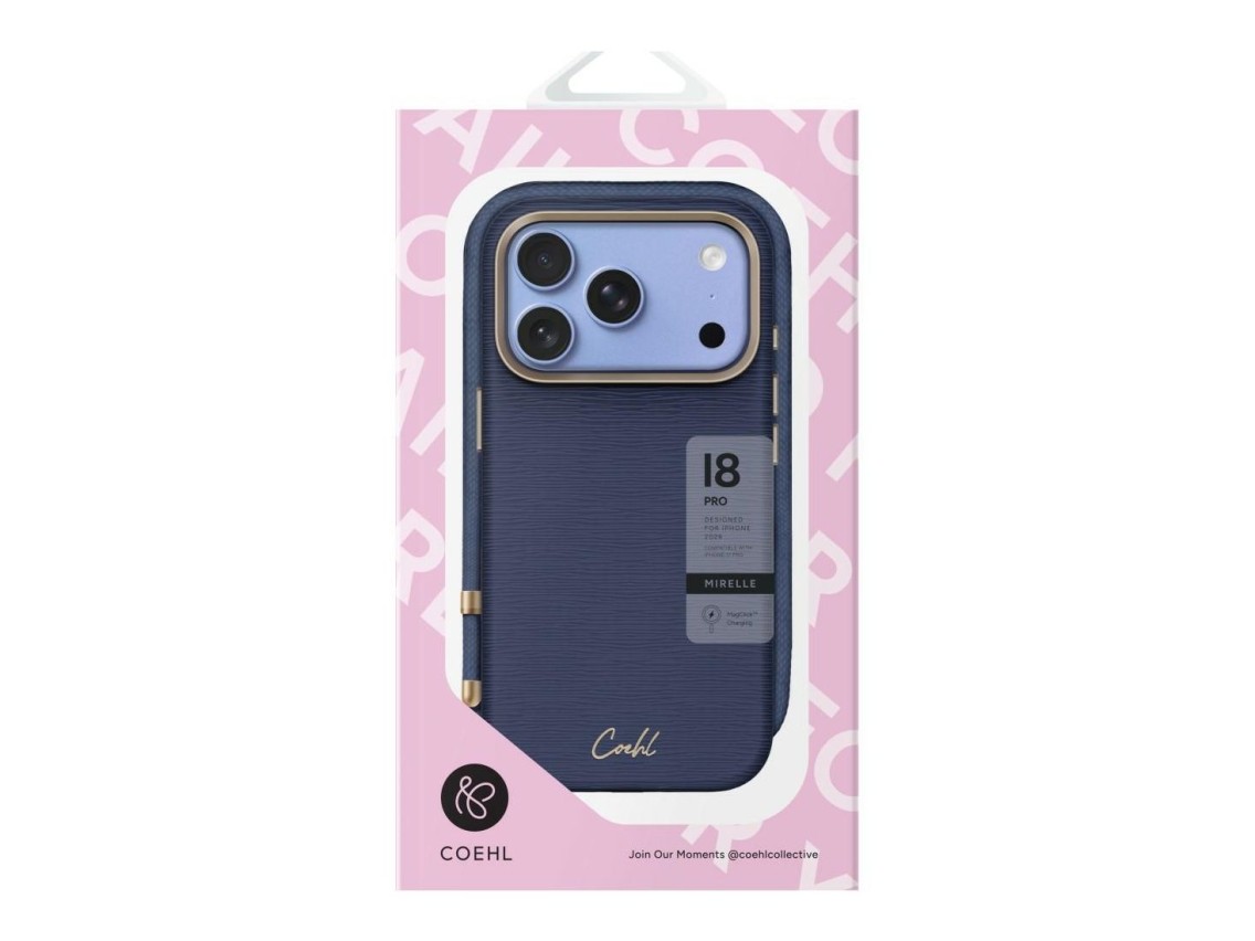 Capa de carregamento magnético Uniq Coehl Mirelle para iPhone 18 Pro/17 Pro - azul