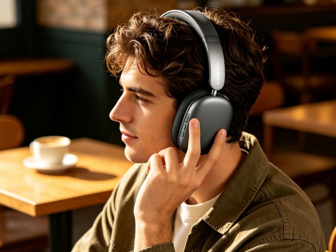 Auriculares Bluetooth Techancy TH5215, Bluetooth 5.4, controladores de 40 mm, 16 horas de duración d