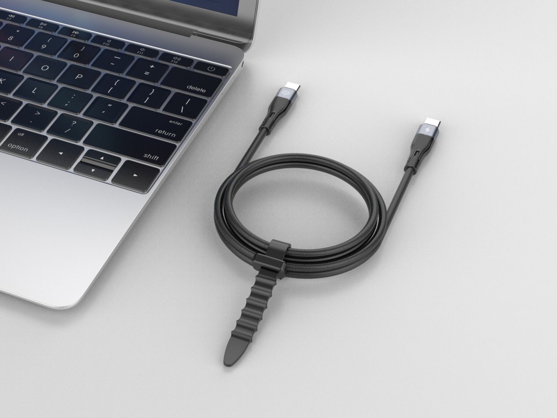 Cabo USB-C para USB-C Techancy TB1794, 60W PD, Carregamento Rapido, Transferencia de Dados, 2m, Alum