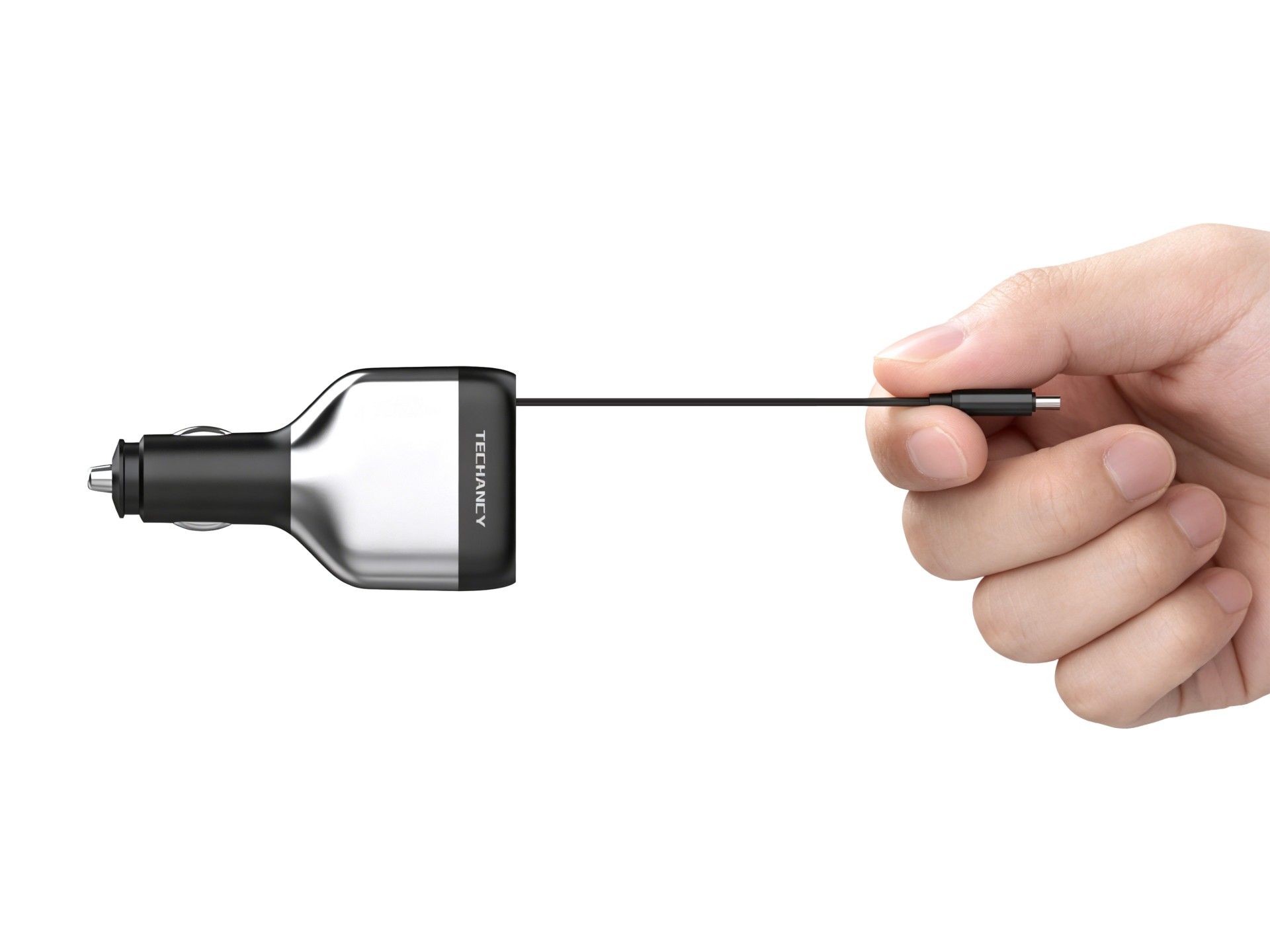 Techancy TC6516 Car Cigarette Lighter Charger, 84W PD, 3 Ports, 80cm Retractable USB-C Cable, USB-A,