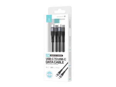 Techancy TB1794 USB-C to USB-C Cable, 60W PD, Fast Charging, Data Transfer, 2m, Aluminum, TPE, Black