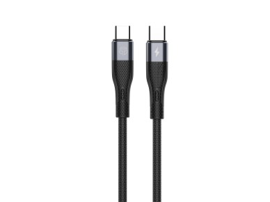 Techancy TB1794 USB-C to USB-C Cable, 60W PD, Fast Charging, Data Transfer, 2m, Aluminum, TPE, Black