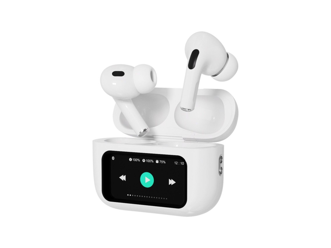 Auriculares Bluetooth TWS Techancy KP2716, Bluetooth 5.4, HiFi, ANC e ENC, Ecra Tatil, Caixa 300mAh,