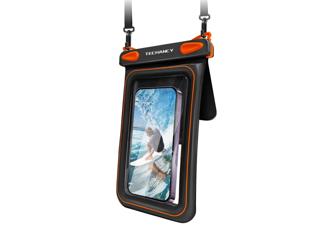 Techancy TU7455 Waterproof Mobile Phone Case, Double Pocket, 8.5 Inch, IPX8, Up to 10m, Touchscreen,