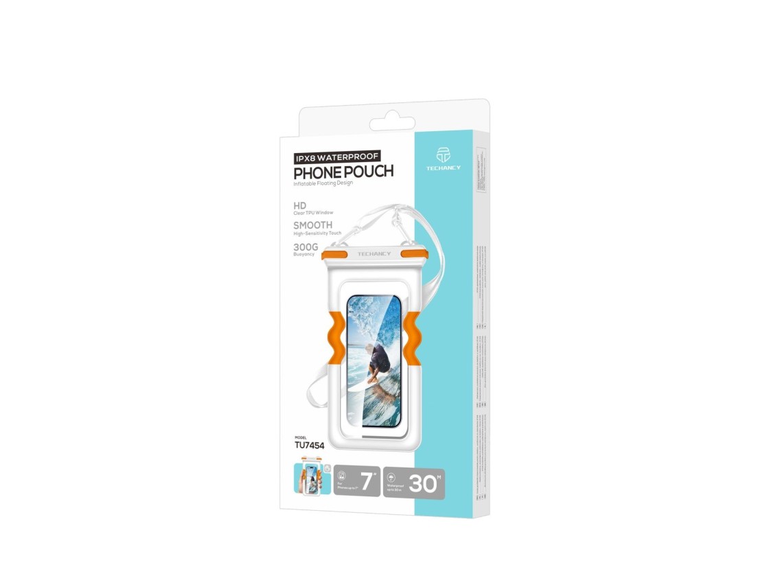 Bolsa Impermeavel Insuflavel para Telemovel Techancy TU7454, 7 Polegadas, IPX8, Ate 30m, Flutuante,