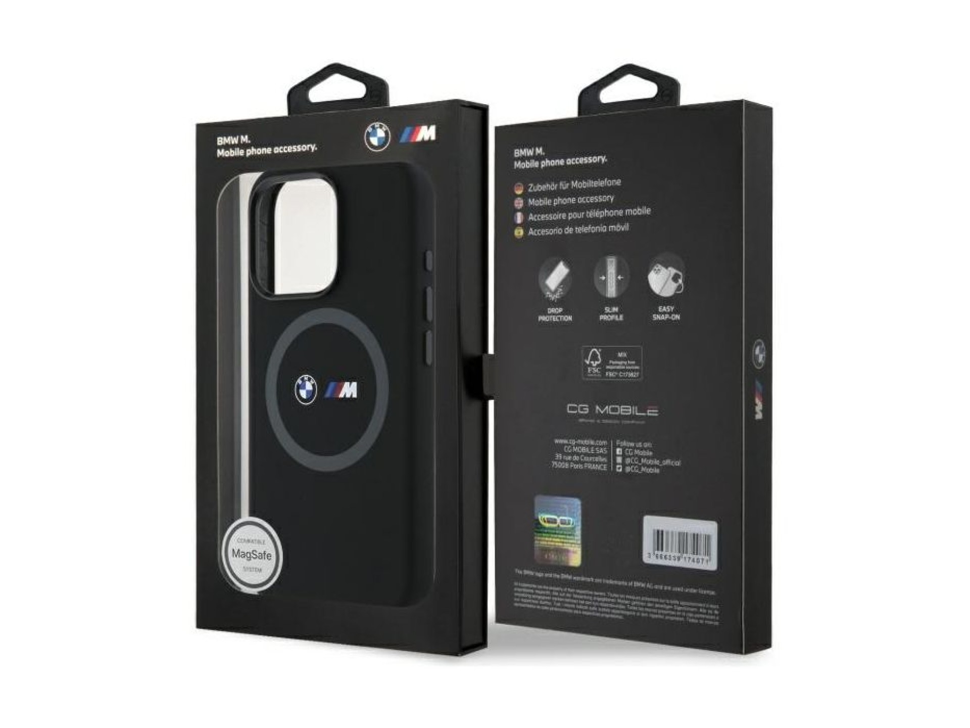 BMW M Silicone Printed Ring MagSafe Case for iPhone 16 Pro Max - Black