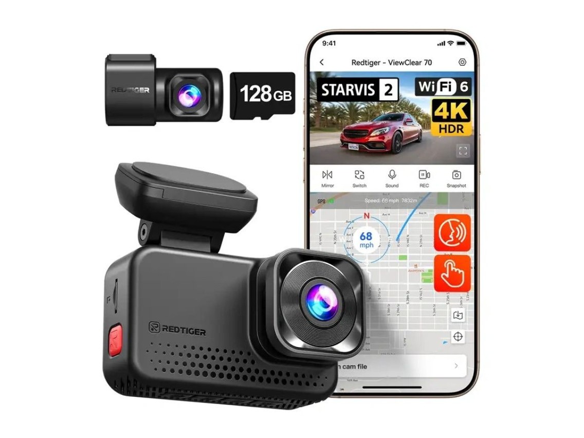 REDTIGER VC70 Wi-Fi 4K + 2.5K 128GB Dash Cam