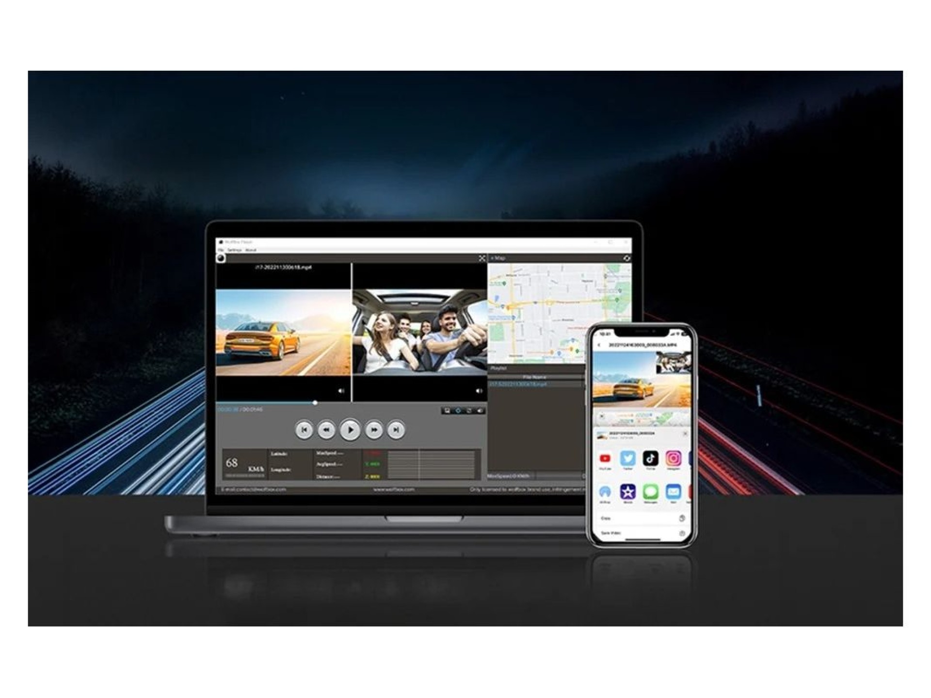 WOLFBOX i17 WiFi 4K + 2.5K 64GB Dash Cam