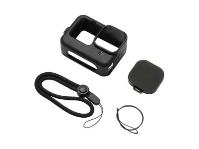 Capa de silicone Puluz para GoPro HERO12, HERO11, HERO10 e HERO9 Black com protetor de lente e pega 