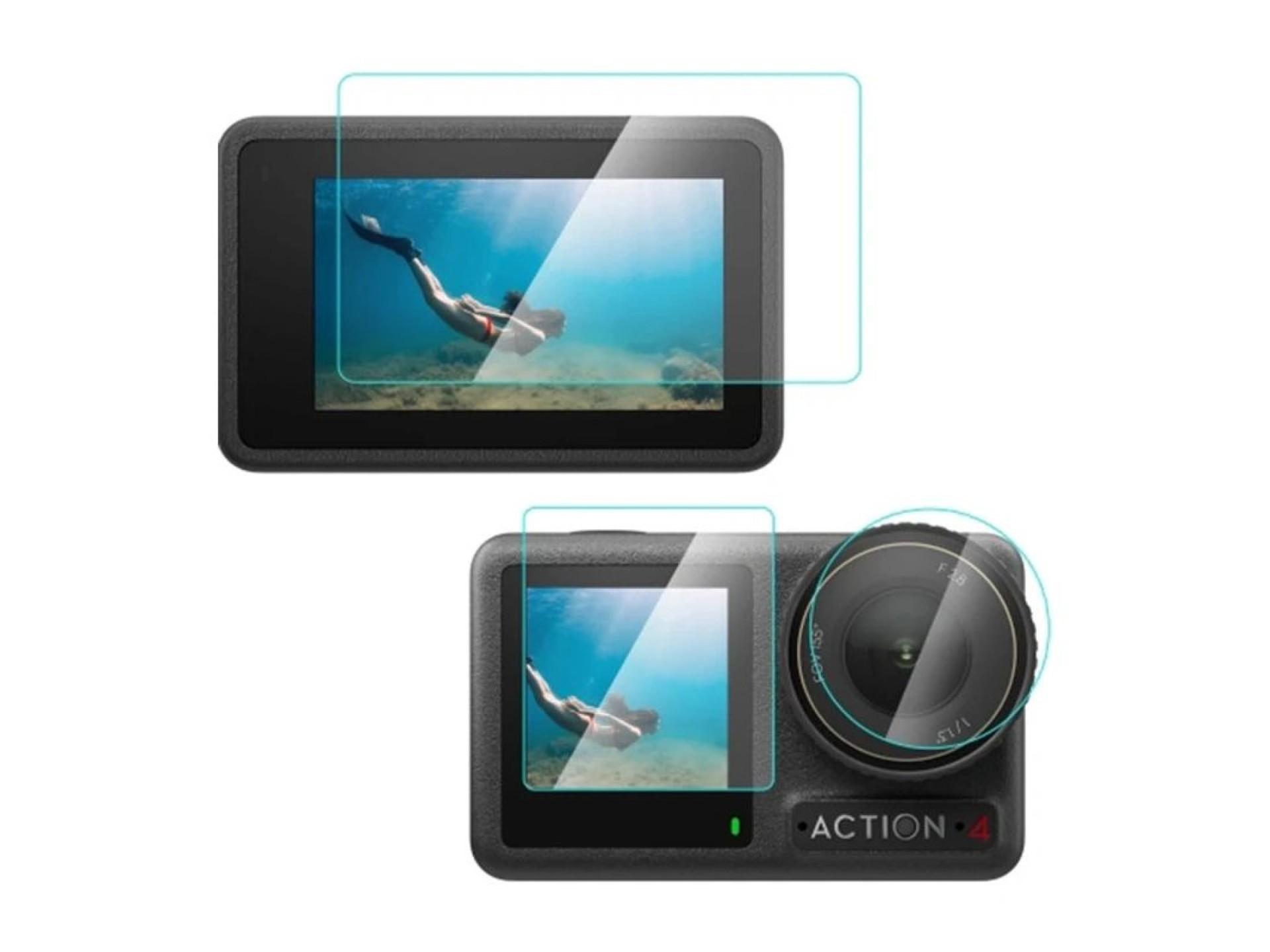 Protector de pantalla de cristal templado Puluz para DJI Osmo Action 4 (transparente)