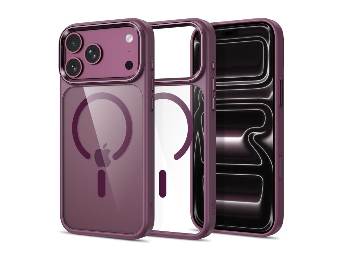Capa Tech-Protect Magmat Magsafe CC para iPhone 17 Pro/18 Pro - Bordô Transparente