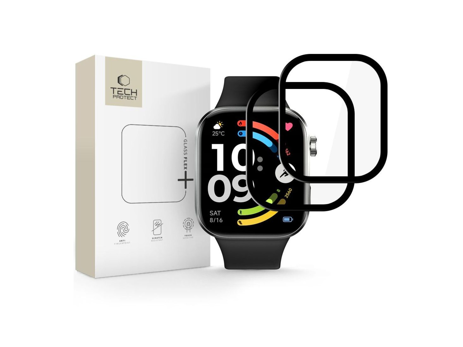 Tech-Protect Glass Flex+ 2-Pack Hybrid Glass for Xiaomi Redmi Watch 6 - Black