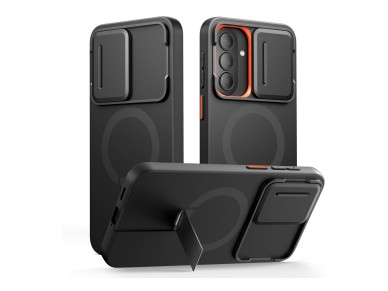 Tech-Protect Kevlar Aura MagSafe Case for Samsung Galaxy A57 - Black and Orange Tech-Protect Kevlar Aura MagSafe Case for Samsung Galaxy A57 - Black and Orange