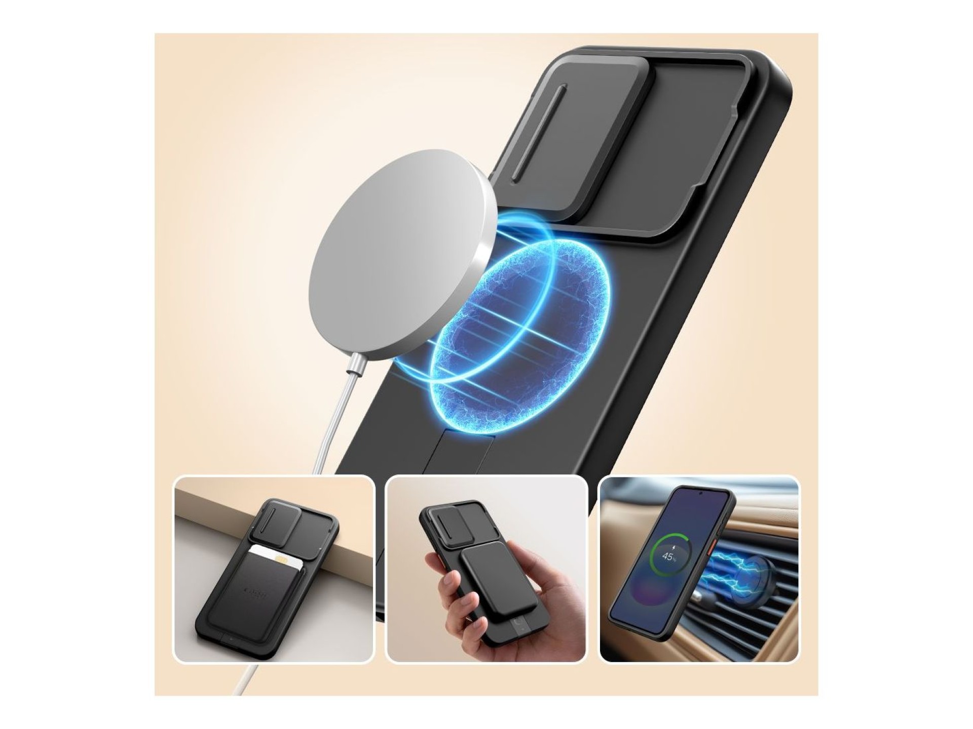Capa Tech-Protect Kevlar Aura MagSafe para Samsung Galaxy A57 - Preto e Laranja