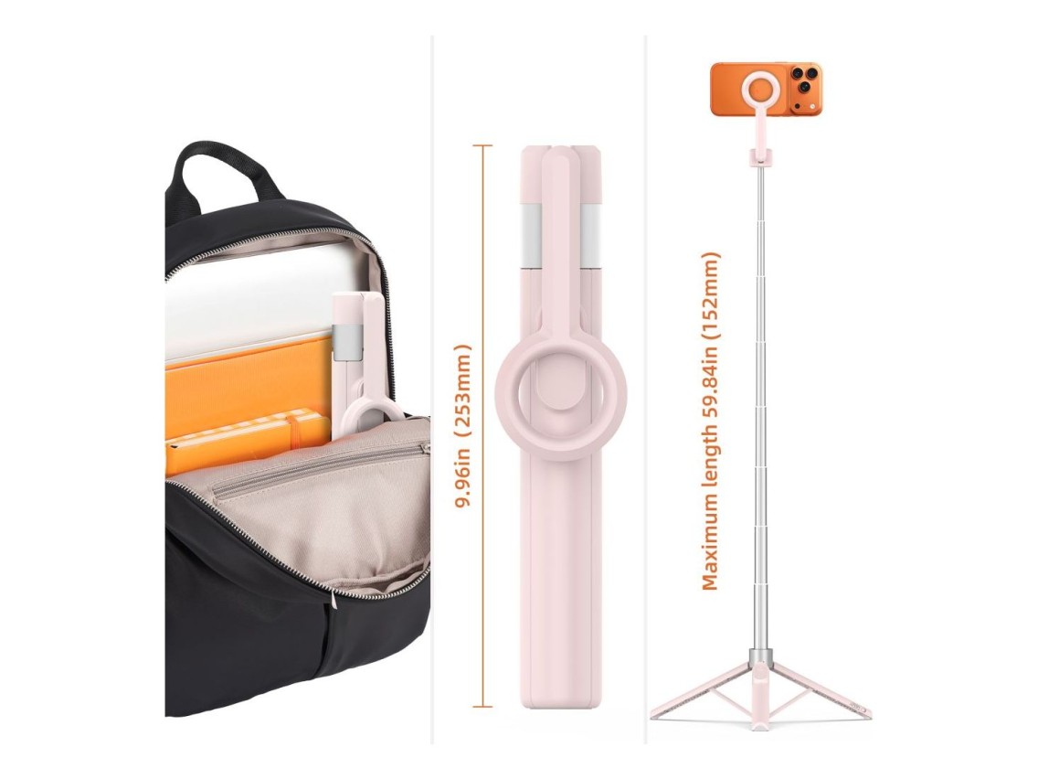 Palo selfie Bluetooth Tech-Protect L10S - Rosa Gris