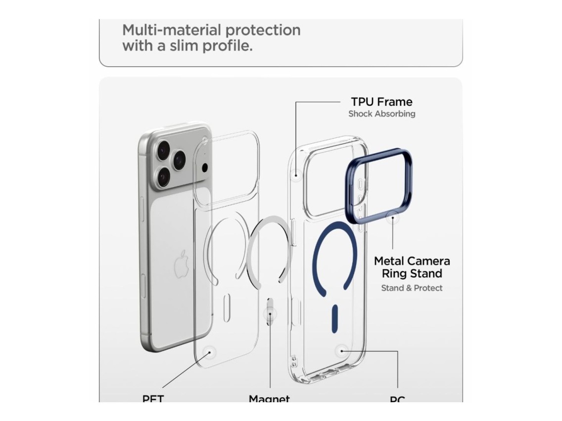 Spigen Ultra Hybrid Optik S MagSafe Case for iPhone 18 Pro Max / 17 Pro Max - Clear Navy Blue