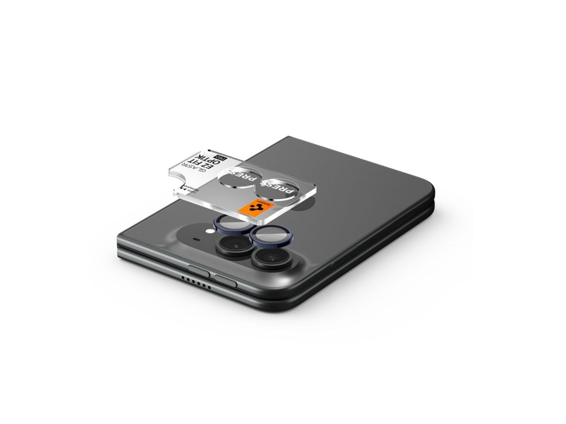 Protetor de ecrã de vidro temperado Spigen Optik Pro Glas.tR EZ Fit para câmara do iPhone Duo (2 uni