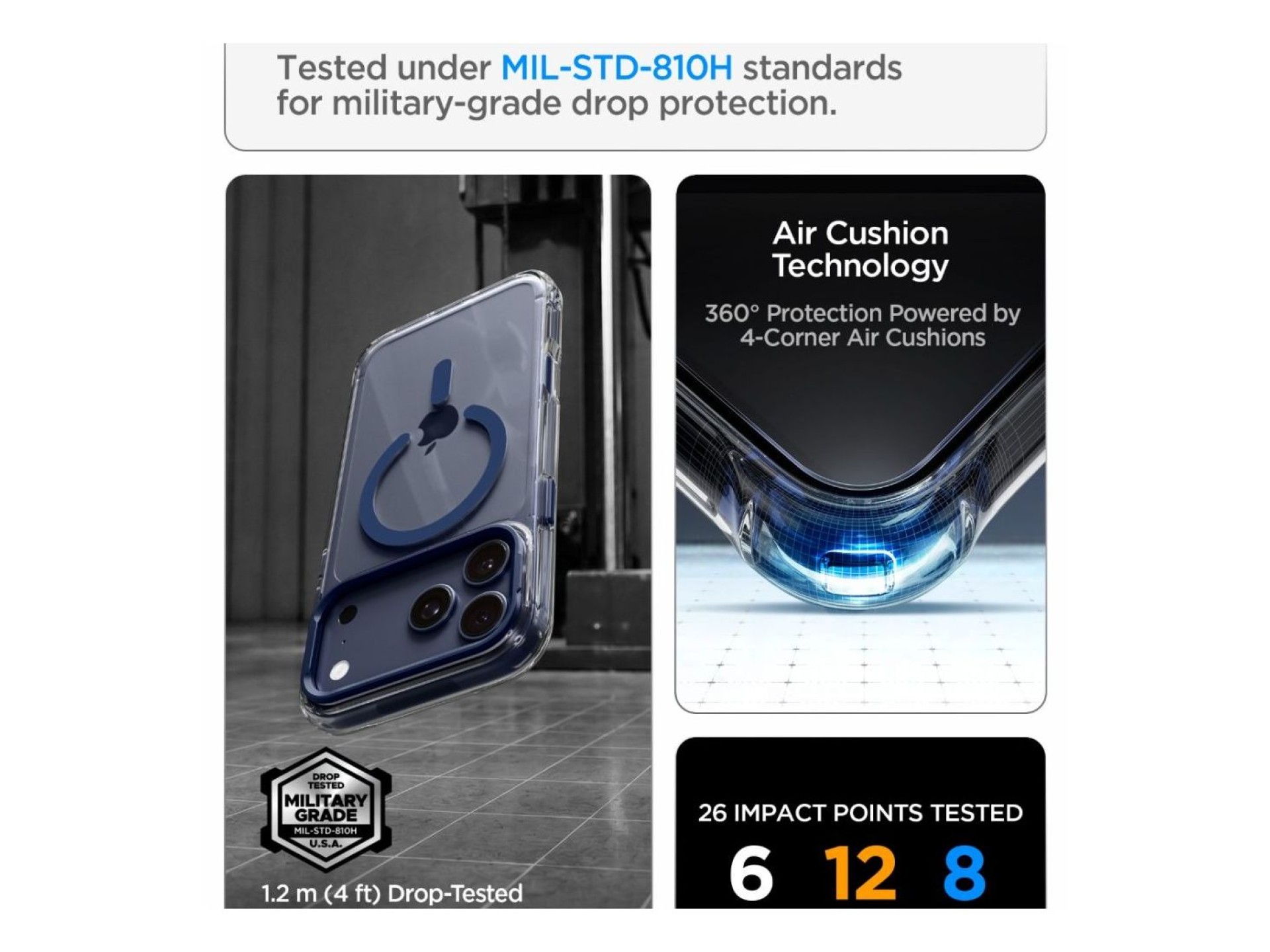 Spigen Ultra Hybrid Optik S MagSafe Case for iPhone 18 Pro Max / 17 Pro Max - Clear Navy Blue