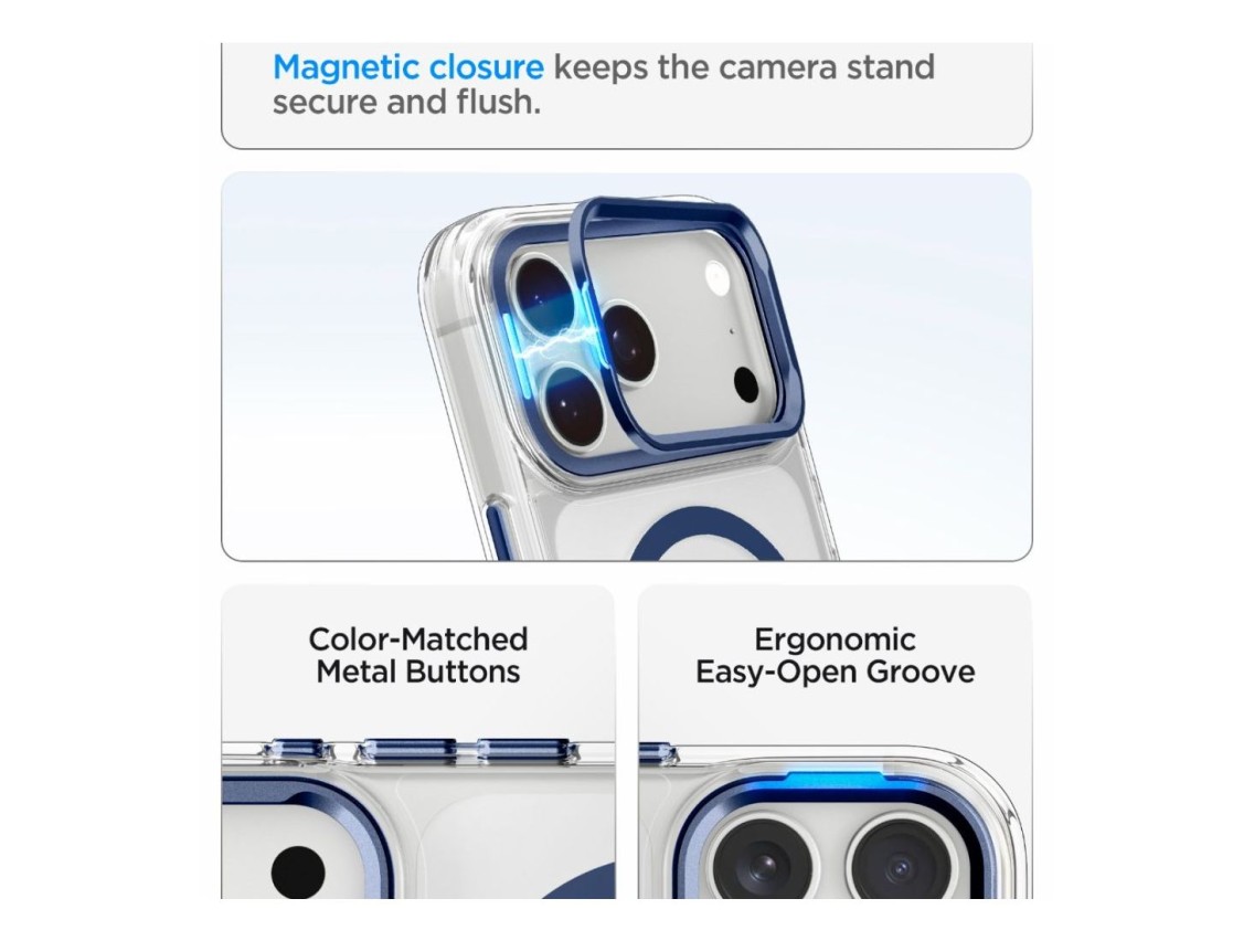 Spigen Ultra Hybrid Optik S MagSafe Case for iPhone 18 Pro Max / 17 Pro Max - Clear Navy Blue