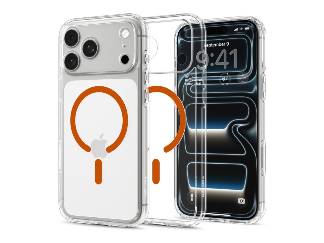 Capa Spigen Ultra Hybrid Mag MagSafe para iPhone 18 Pro Max/17 Pro Max - Laranja Transparente