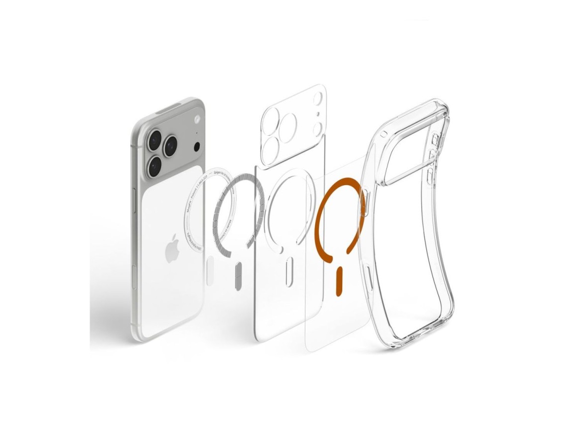 Capa Spigen Ultra Hybrid Mag MagSafe para iPhone 18 Pro Max/17 Pro Max - Laranja Transparente
