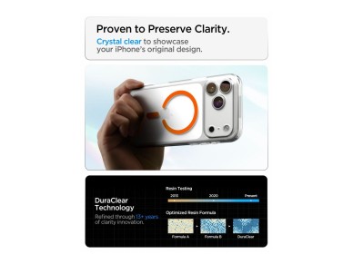 Capa Spigen Ultra Hybrid Mag MagSafe para iPhone 18 Pro Max/17 Pro Max - Laranja Transparente Capa Spigen Ultra Hybrid Mag MagSafe para iPhone 18 Pro Max/17 Pro Max - Laranja Transparente