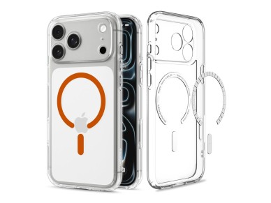 Capa Spigen Ultra Hybrid Mag MagSafe para iPhone 18 Pro Max/17 Pro Max - Laranja Transparente Capa Spigen Ultra Hybrid Mag MagSafe para iPhone 18 Pro Max/17 Pro Max - Laranja Transparente