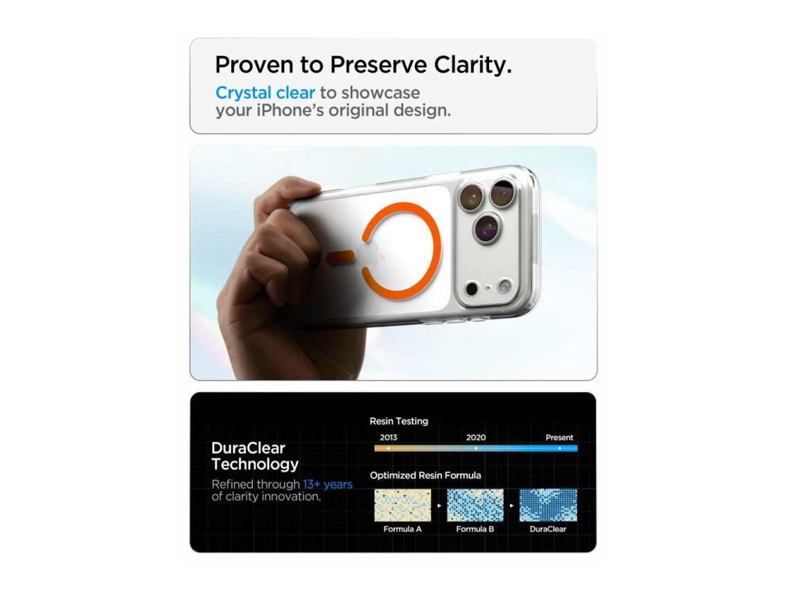 Capa Spigen Ultra Hybrid Mag MagSafe para iPhone 18 Pro Max/17 Pro Max - Laranja Transparente